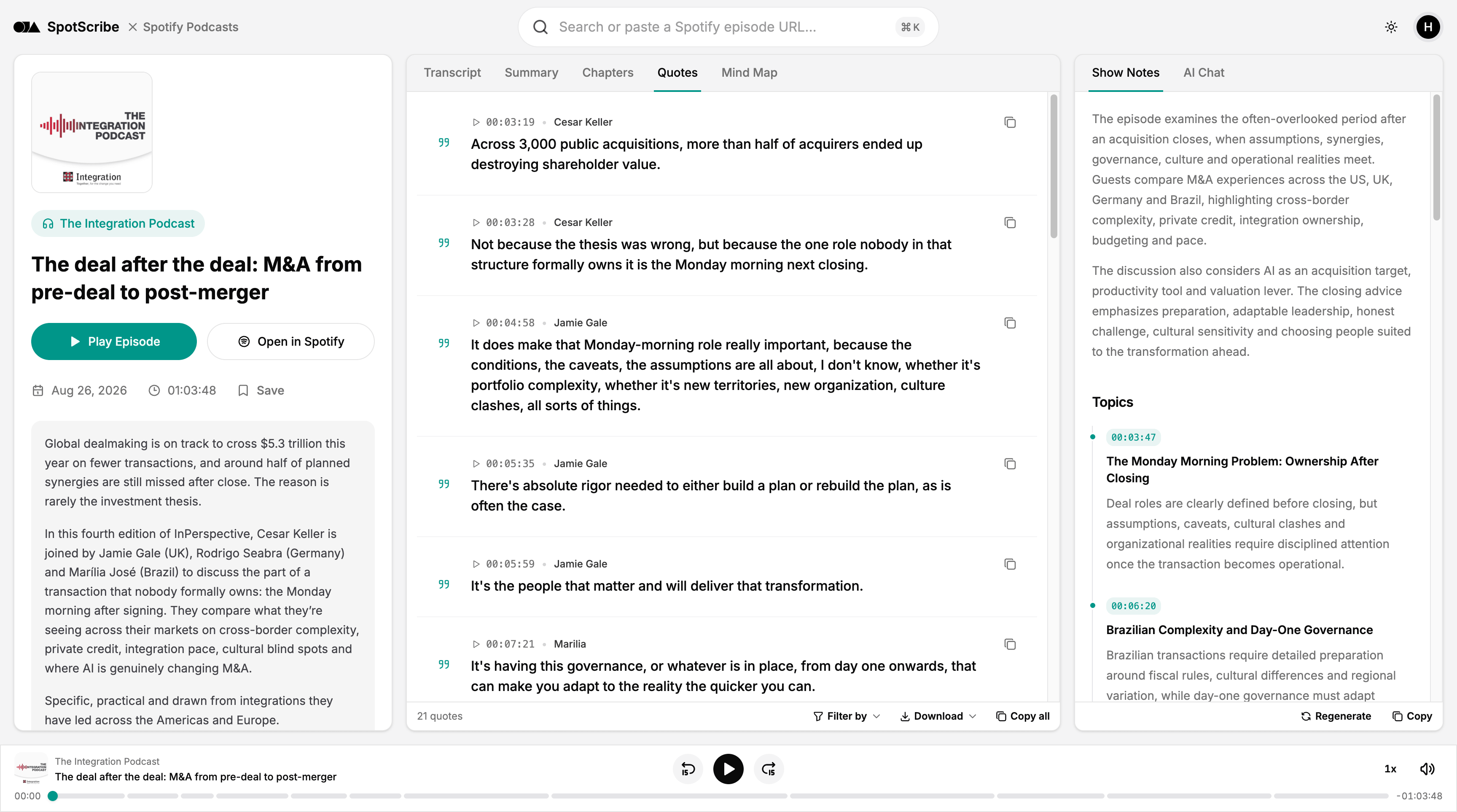 AI Podcast Key Quote Extractor