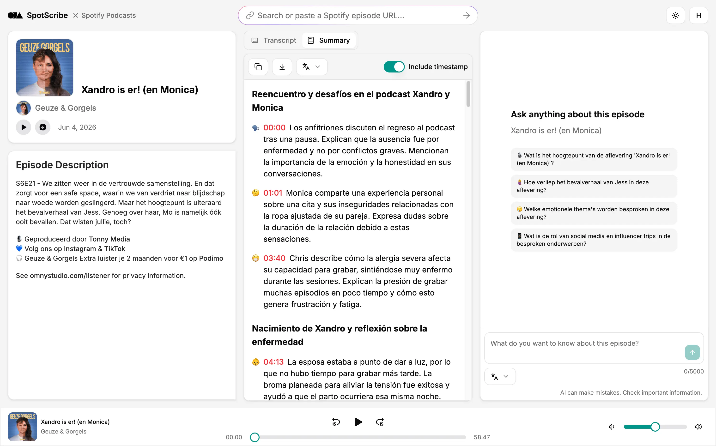 Read podcast summaries in your own language